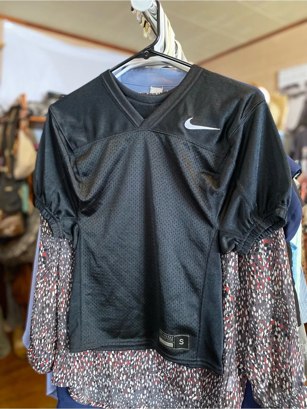 Nike Black Mesh Athletic Jersey with White Swoosh